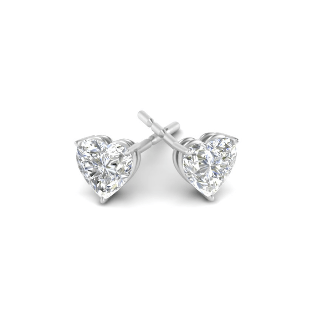 2 carat Moissanite heart cut ear studs | 925 sterling silver | GRA certified