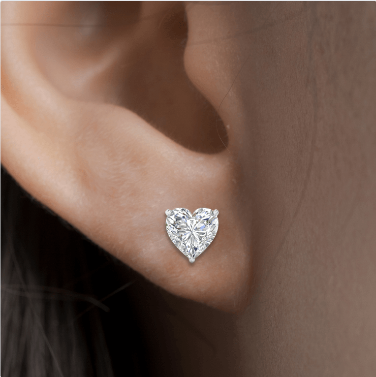 2 carat Moissanite heart cut ear studs | 925 sterling silver | GRA certified