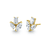 Tri-cut Moissanite ear studs earrings | 925 sterling silver | GRA certified