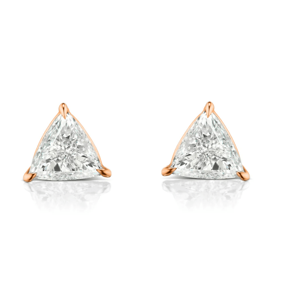 Triangle cut Moissanite ear studs earrings | 925 sterling silver | GRA certified