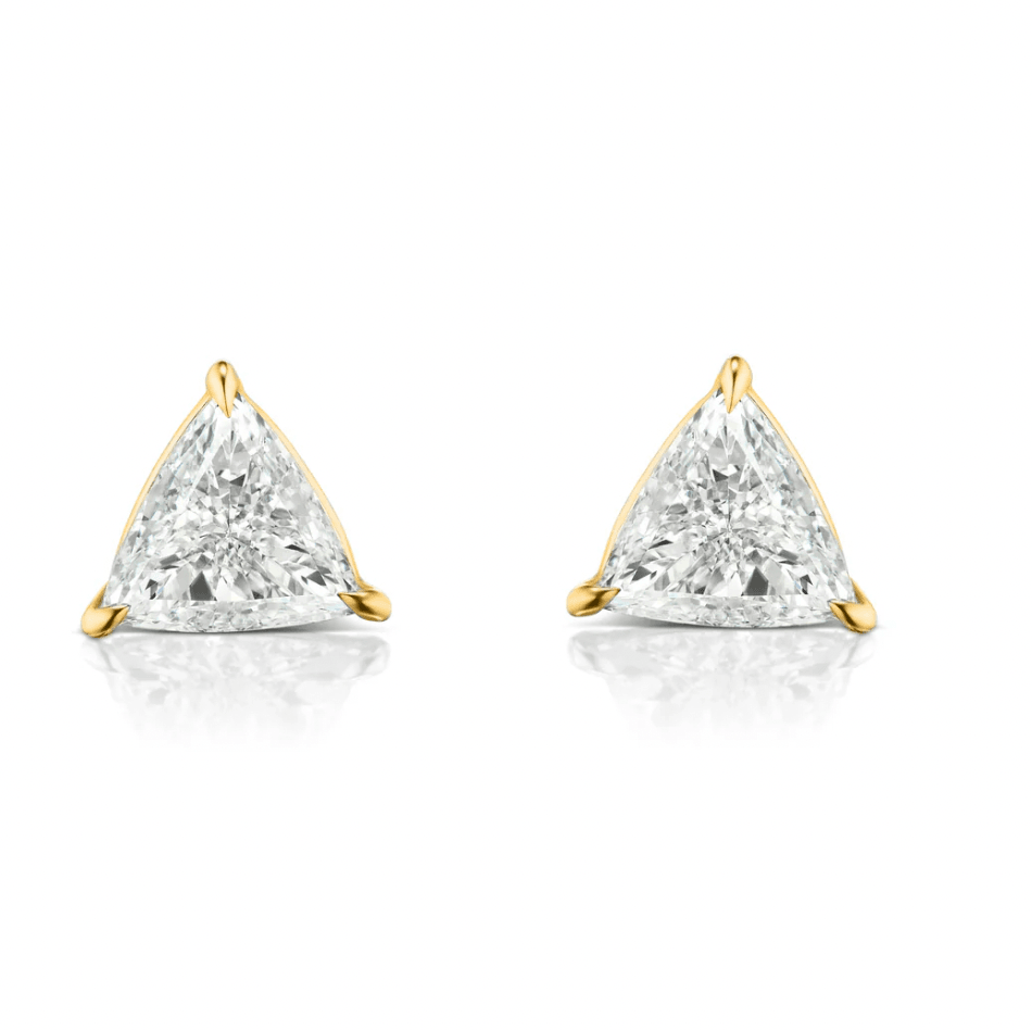 Triangle cut Moissanite ear studs earrings | 925 sterling silver | GRA certified