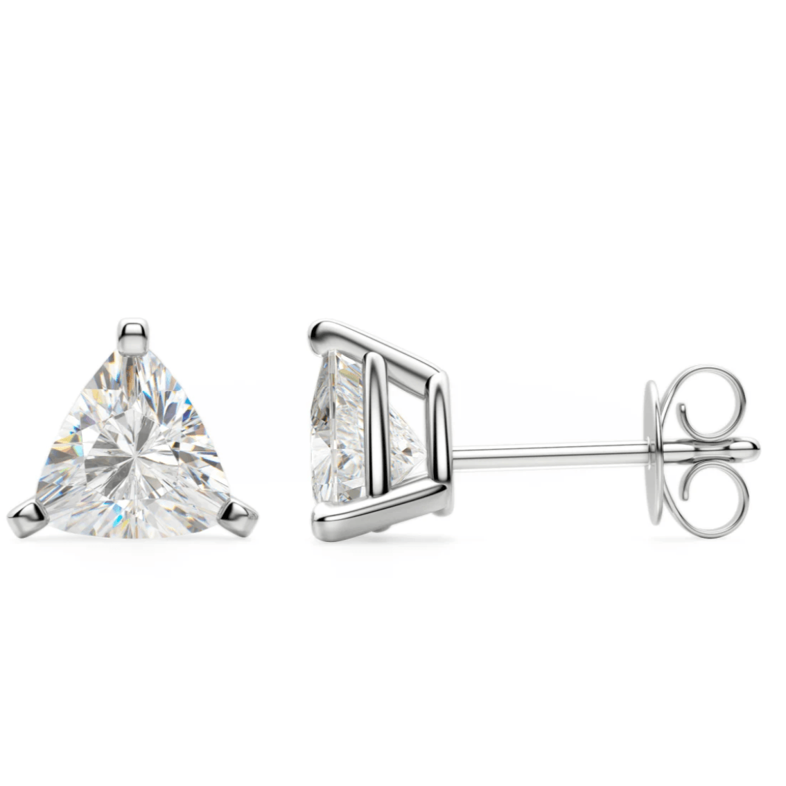 Trillion cut Moissanite ear studs earrings | 925 sterling silver | GRA certified