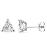 Trillion cut Moissanite ear studs earrings | 925 sterling silver | GRA certified
