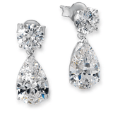 10 carats Pear and round cut Moissanite ear drop earrings | 925 sterling silver | GRA certified
