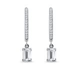 3ct emerald cut Moissanite ear drop-Bali | 925 sterling silver | GRA certified