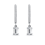 3ct emerald cut Moissanite ear drop-Bali | 925 sterling silver | GRA certified