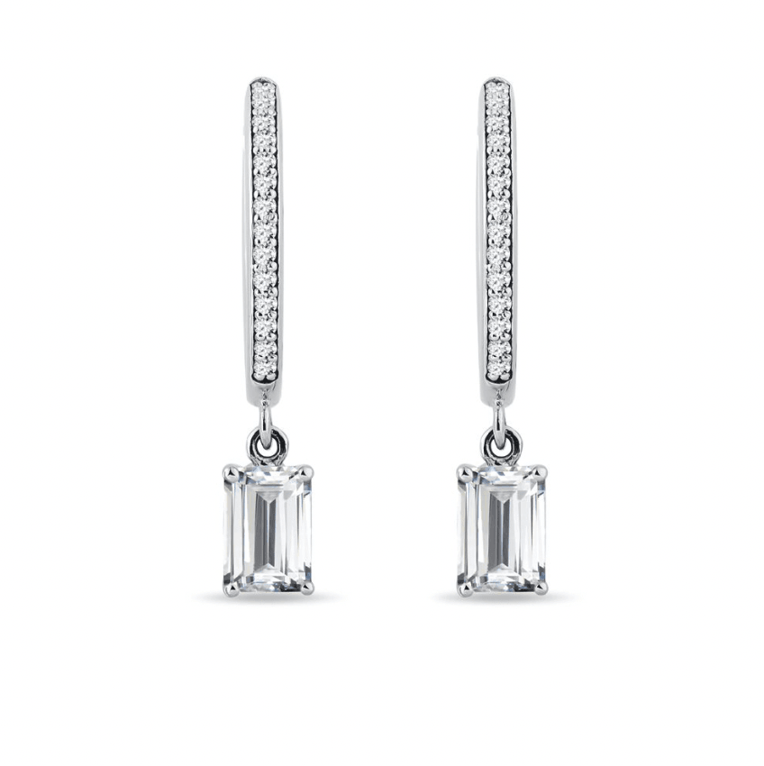 3ct emerald cut Moissanite ear drop-Bali | 925 sterling silver | GRA certified