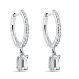 3ct emerald cut Moissanite ear drop-Bali | 925 sterling silver | GRA certified