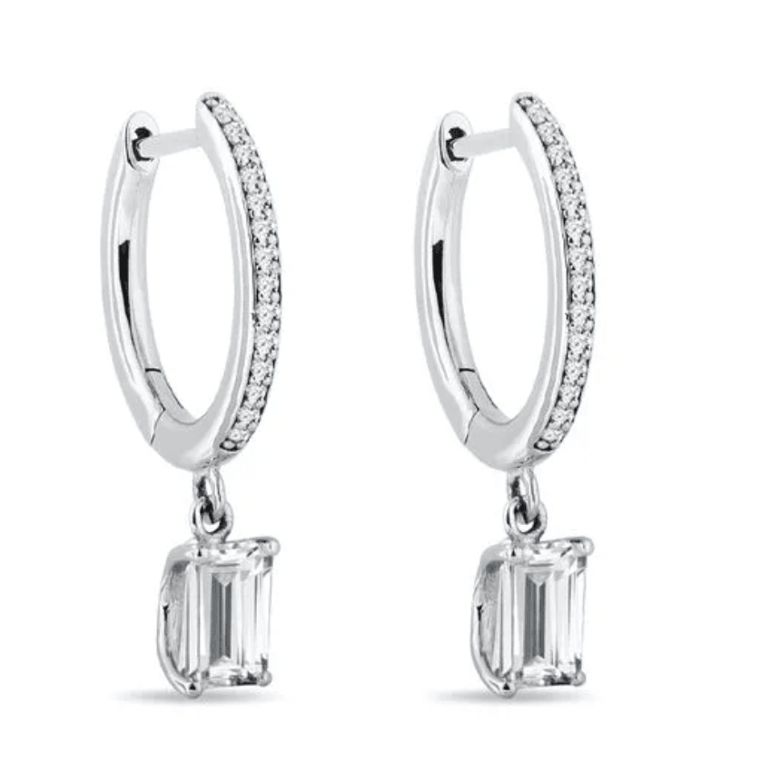 3ct emerald cut Moissanite ear drop-Bali | 925 sterling silver | GRA certified