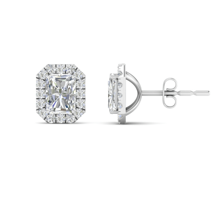 2 CARAT Moissanite halo ear studs | 925 sterling silver | GRA certified