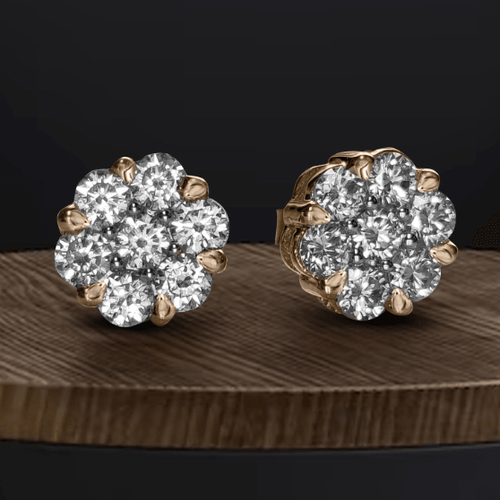 VVS-EF Round cut Lab grown Moissanite earrings | 925 sterling silver/14K Gold | IGI certified (Copy)