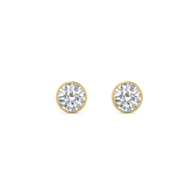 VVS-EF Bezel round Lab grown diamond studs | 925 sterling silver/ 14k Gold | IGI certified