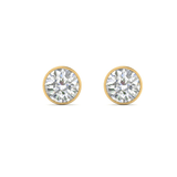 VVS-EF Bezel round Moissanite studs | 925 sterling silver/ 14k Gold | IGI certified