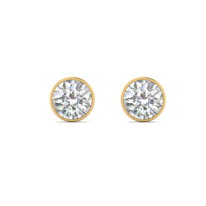 VVS-EF Bezel round Lab grown diamond studs | 925 sterling silver/ 14k Gold | IGI certified