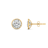 VVS-EF Bezel round Moissanite studs | 925 sterling silver/ 14k Gold | IGI certified