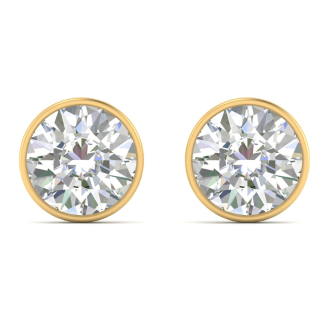 VVS-EF Bezel round Lab grown diamond studs | 925 sterling silver/ 14k Gold | IGI certified