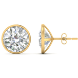 VVS-EF Bezel round Moissanite studs | 925 sterling silver/ 14k Gold | IGI certified