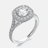 2 carat halo engagement ring | Moissanite ring in 14k gold/925 sterling silver| GRA certified moissanites