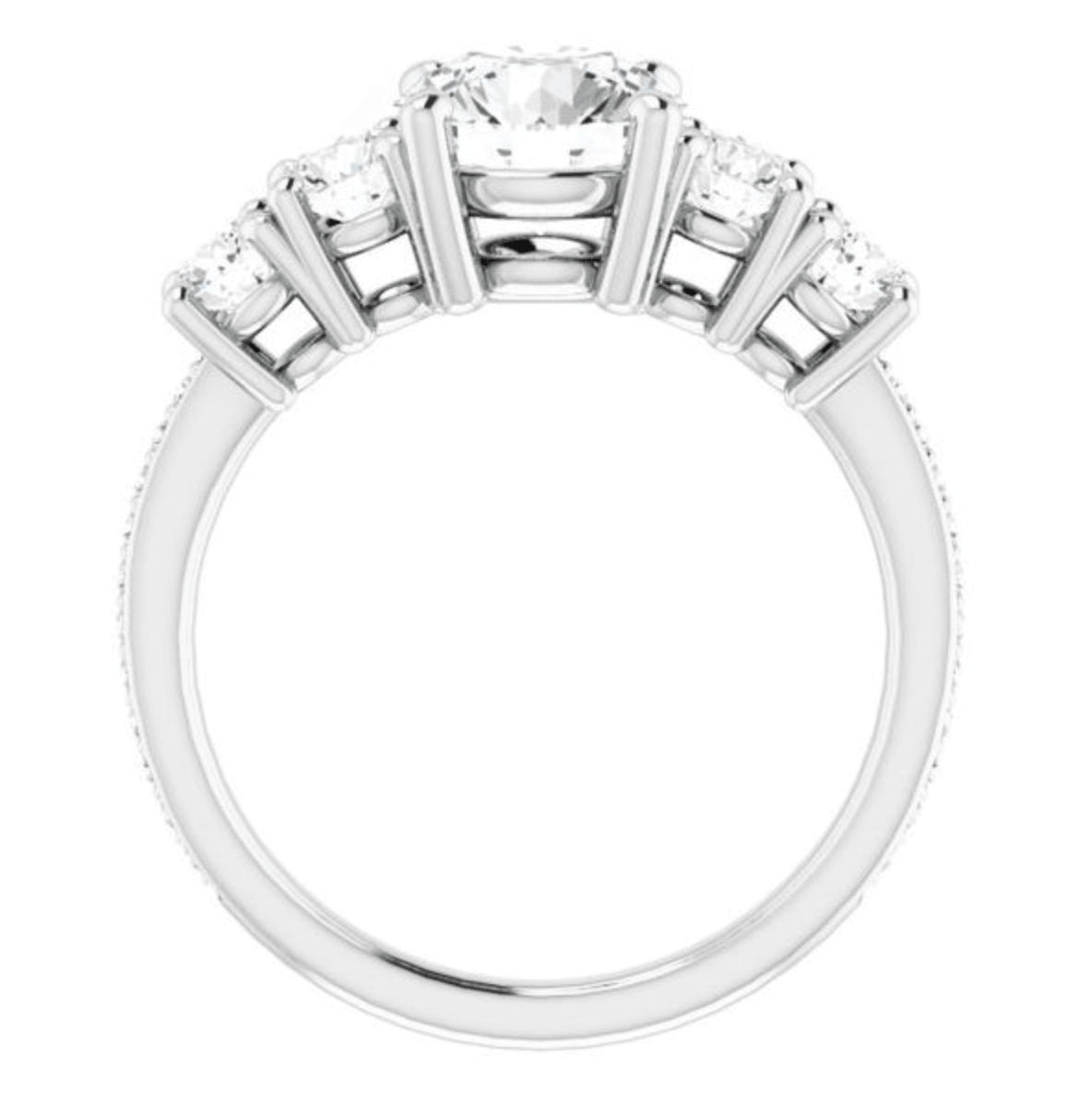 5 diamond stone engagement ring | Moissanite ring in 14k gold/925 sterling silver| GRA certified moissanites