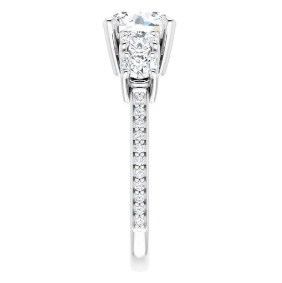 5 diamond stone engagement ring | Moissanite ring in 14k gold/925 sterling silver| GRA certified moissanites