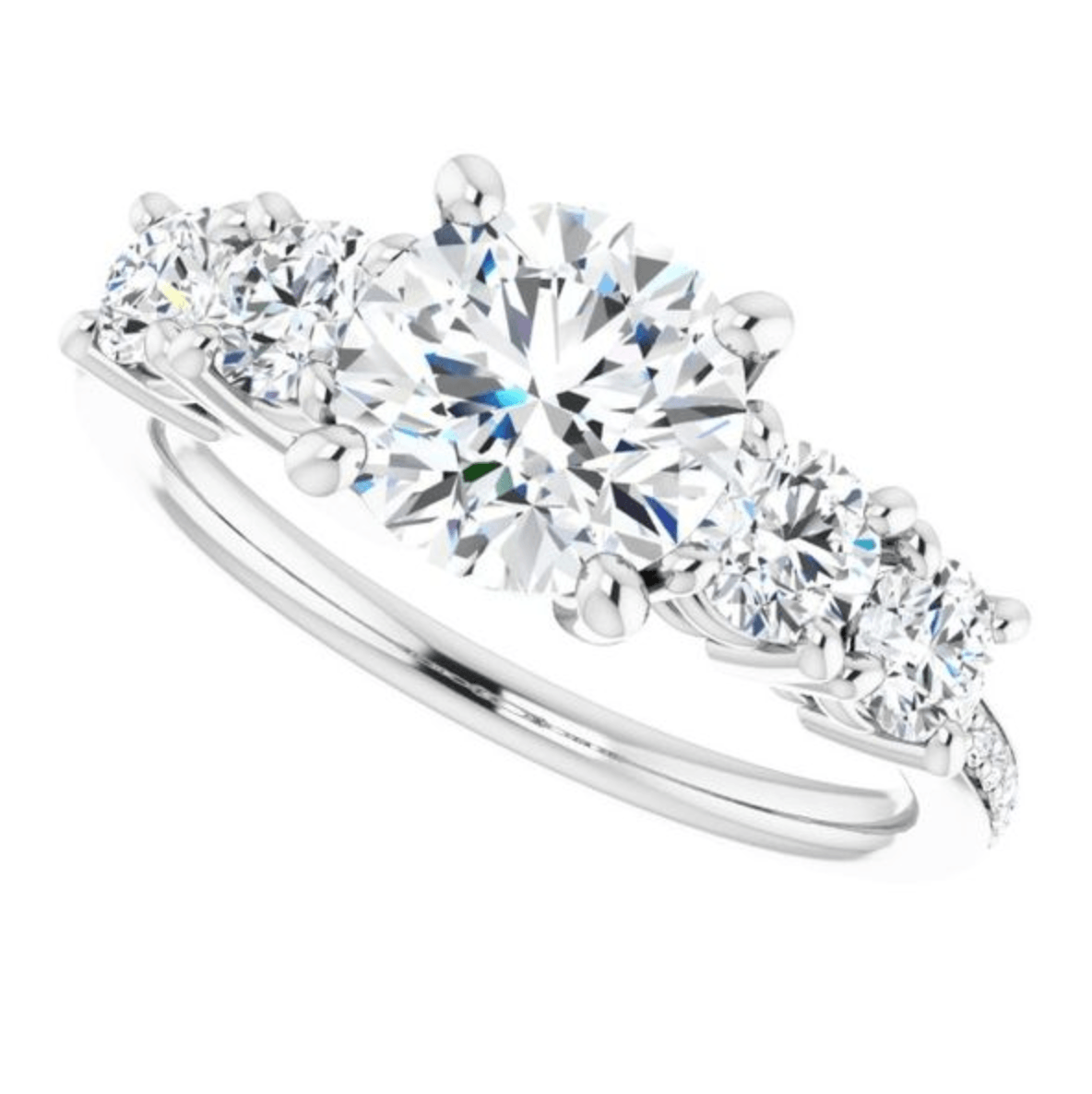 5 diamond stone engagement ring | Moissanite ring in 14k gold/925 sterling silver| GRA certified moissanites