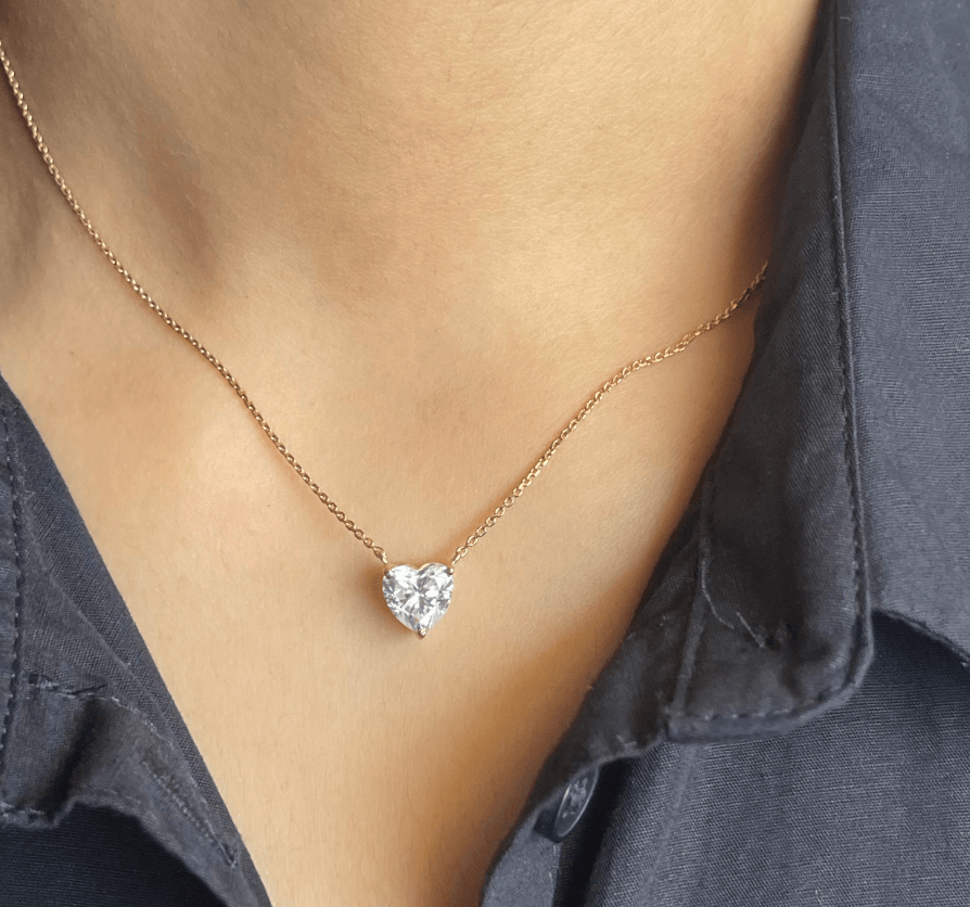 HEART cut moissanite pendant | Moissanite pendant in gold and 925 sterling silver| (No chain)