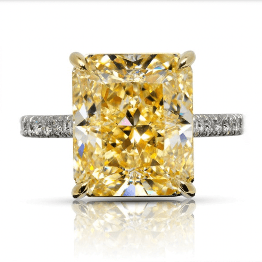 6.38 carat radiant cut ring | Moissanite ring in gold and  925 sterling silver| GRA certified moissanite