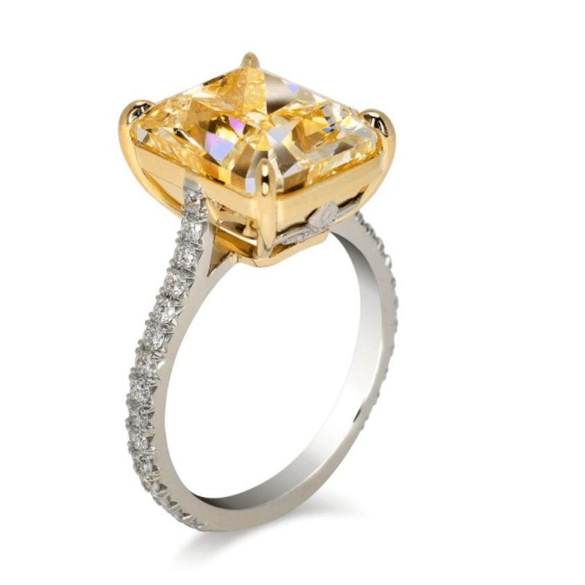 6.38 carat radiant cut ring | Moissanite ring in gold and  925 sterling silver| GRA certified moissanite