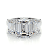 8 carat emerald cut ring  with side heart cut diamonds | Moissanite ring in 14k gold &  925 sterling silver| GRA certified moissanites