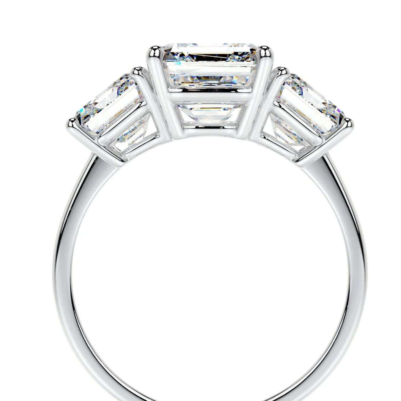 8 carat emerald cut ring  with side heart cut diamonds | Moissanite ring in 14k gold &  925 sterling silver| GRA certified moissanites