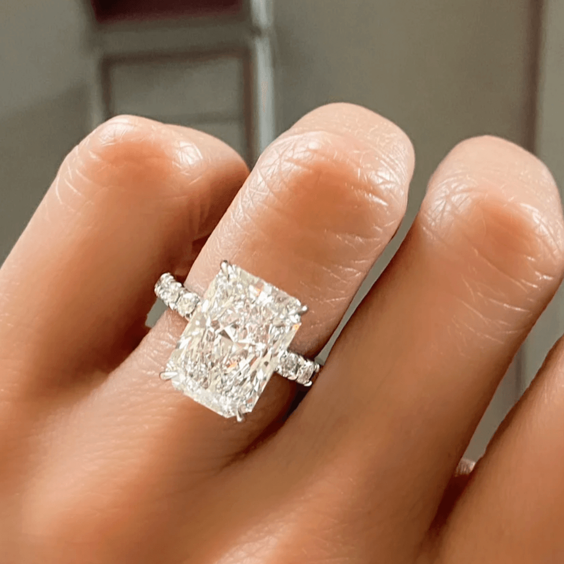 9 carat radiant cut ring | Moissanite ring in 14k gold and 925 sterling silver| GRA certified moissanites