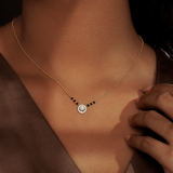 1.28 Cts HALO solitaire LGD Mangalsutra with chain | In 14k/925 silver| IGI/SGL certified Lab grown diamonds