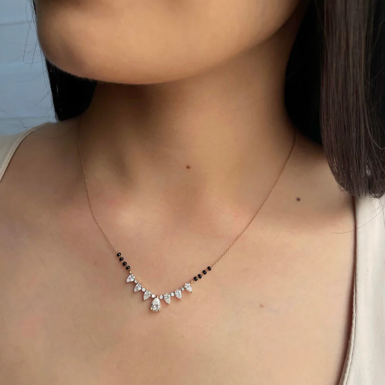 2.22 Cts Pear mixy LGD Mangalsutra | In 14k/925 silver| IGI/SGL certified Lab grown diamonds