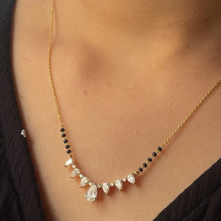 2.22 Cts Pear mixy LGD Mangalsutra | In 14k/925 silver| IGI/SGL certified Lab grown diamonds