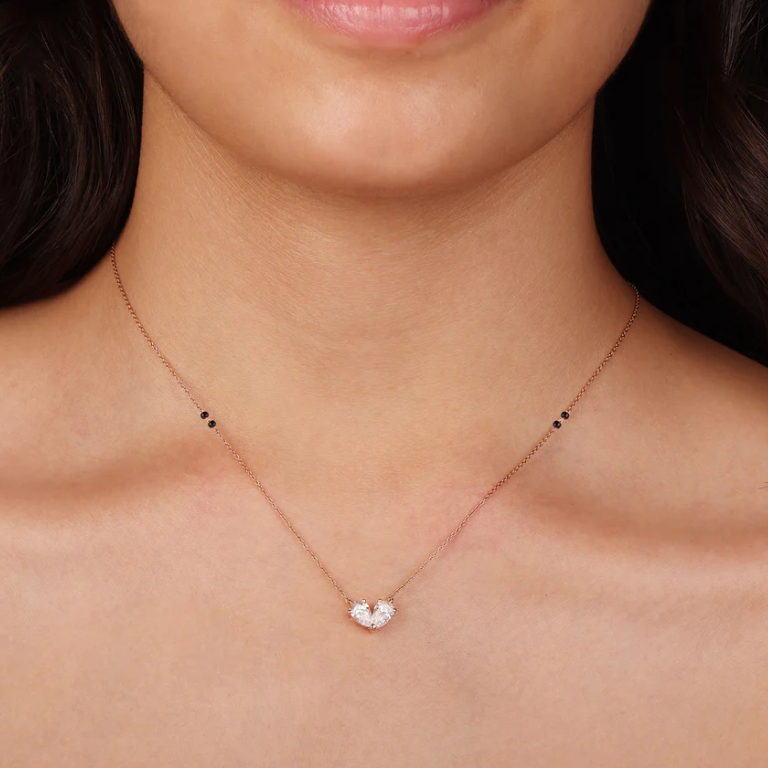 1 Cts Double Pear LGD Mangalsutra | In 14k/925 silver| IGI/SGL certified Lab grown diamonds