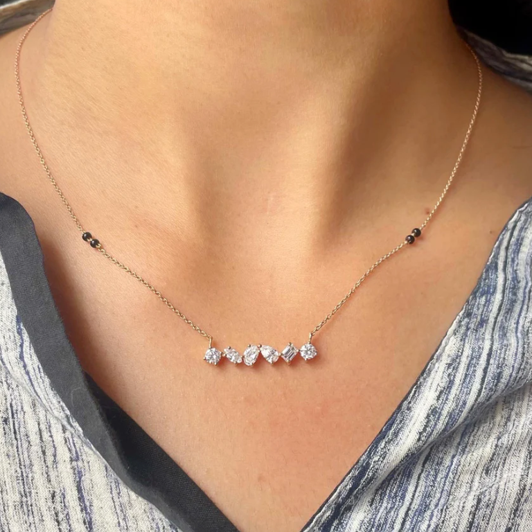 Mix 3 Carats LGD Mangalsutra | In 14k/925 silver| IGI/SGL certified Lab grown diamonds