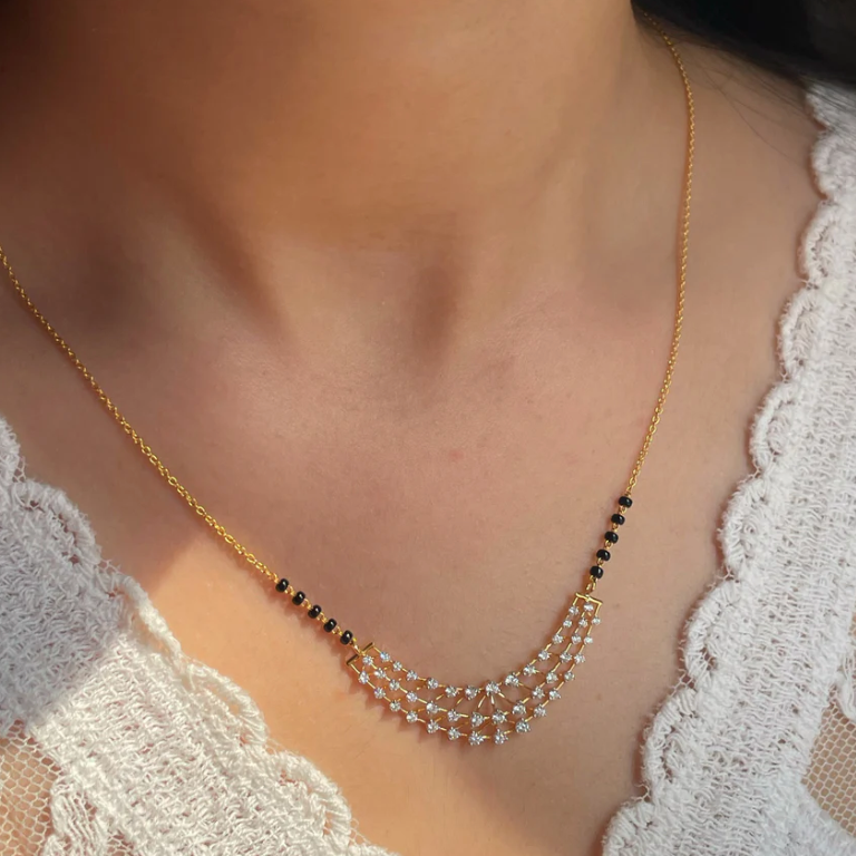 0.68 Cts LGD Mangalsutra | In 14k/925 silver| IGI/SGL certified Lab grown diamonds