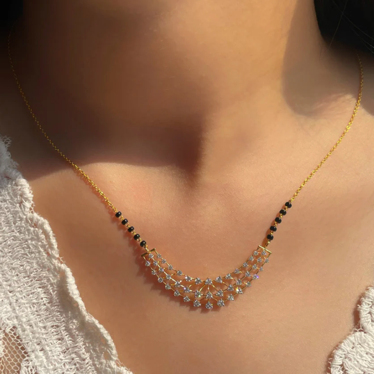 0.68 Cts LGD Mangalsutra | In 14k/925 silver| IGI/SGL certified Lab grown diamonds