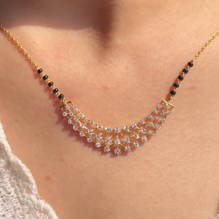 0.68 Cts LGD Mangalsutra | In 14k/925 silver| IGI/SGL certified Lab grown diamonds