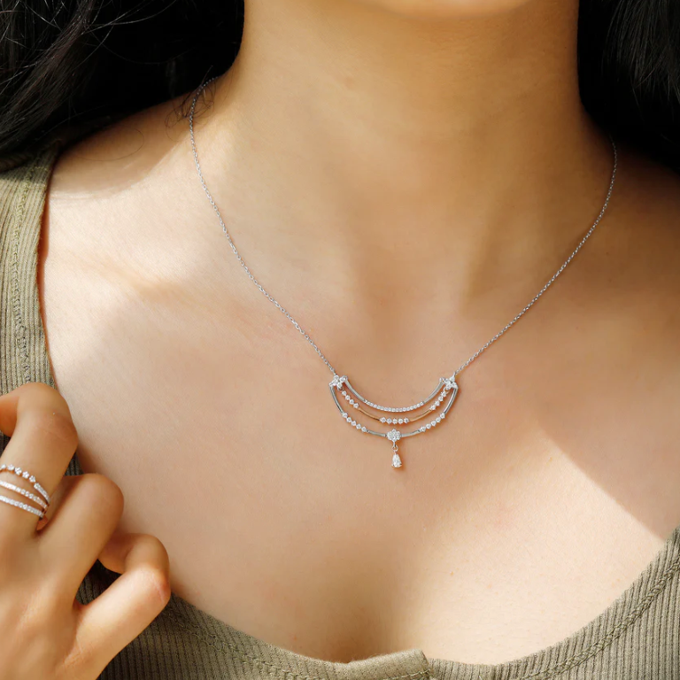 0.34 Cts LGD Mangalsutra | In 14k/925 silver| IGI/SGL certified Lab grown diamonds