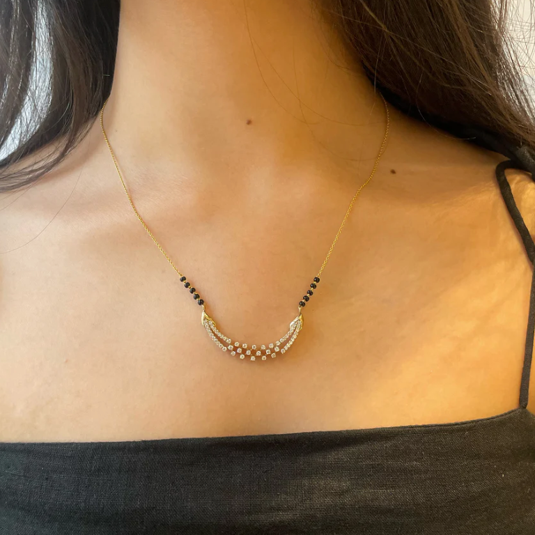 0.34 Cts LGD Mangalsutra | In 14k/925 silver| IGI/SGL certified Lab grown diamonds