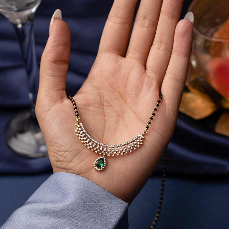 1.24 Cts "HER LOOK" LGD Mangalsutra | In 14k/925 silver| IGI/SGL certified Lab grown diamonds