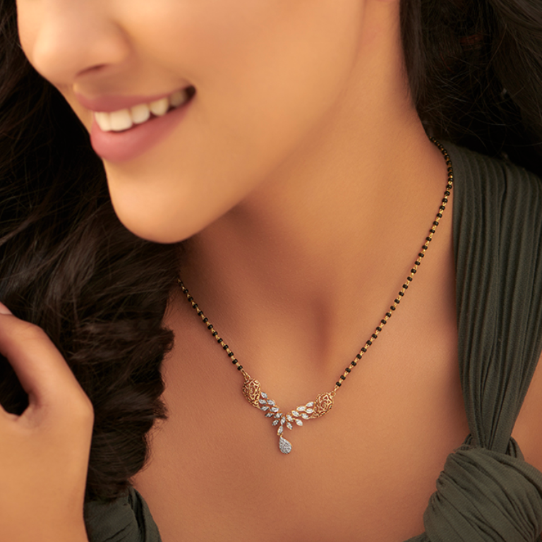 .44 Cts flower LGD Mangalsutra | In 14k/925 silver| IGI/SGL certified Lab grown diamonds