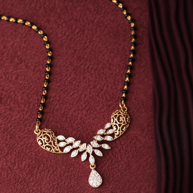 .44 Cts flower LGD Mangalsutra | In 14k/925 silver| IGI/SGL certified Lab grown diamonds