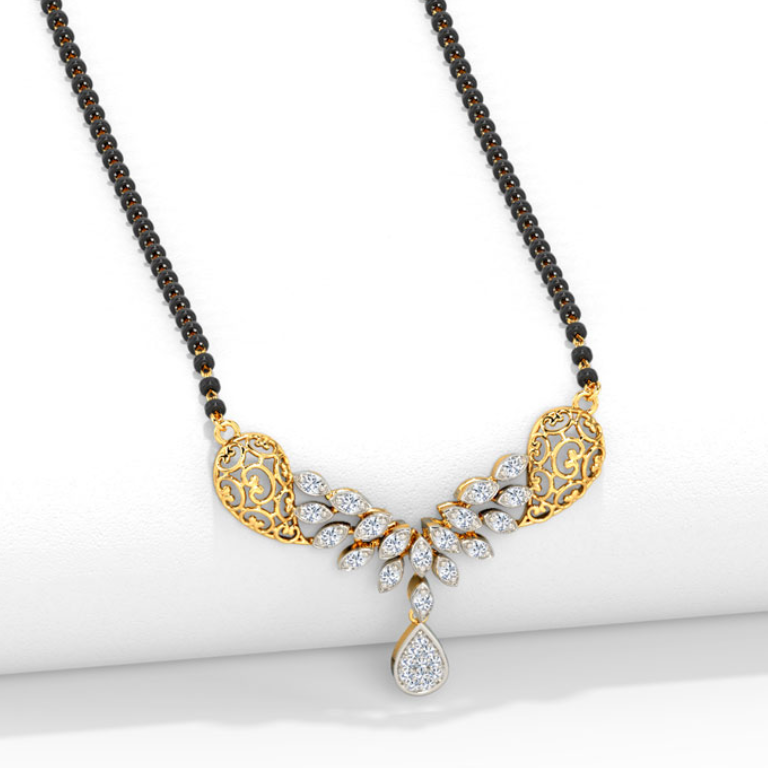 .44 Cts flower LGD Mangalsutra | In 14k/925 silver| IGI/SGL certified Lab grown diamonds