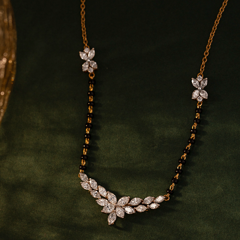 2.84 Cts marquise diva LGD Mangalsutra | In 14k/925 silver| IGI/SGL certified Lab grown diamonds