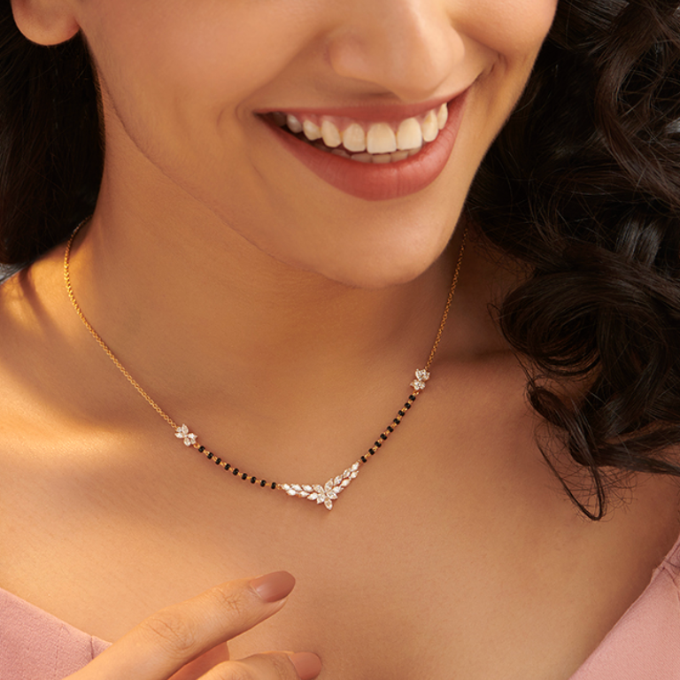 2.84 Cts marquise diva LGD Mangalsutra | In 14k/925 silver| IGI/SGL certified Lab grown diamonds