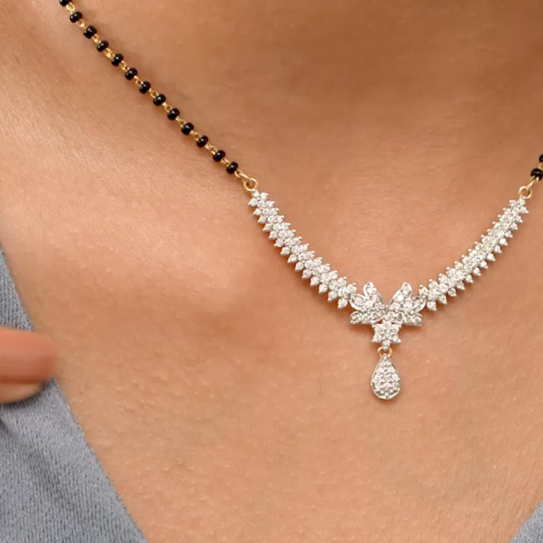 1.12 Cts Regal queen LGD Mangalsutra | In 14k/925 silver| IGI/SGL certified Lab grown diamonds