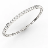 Round half set moissanite bangle | In 925 sterling silver and GRA certified moissanites
