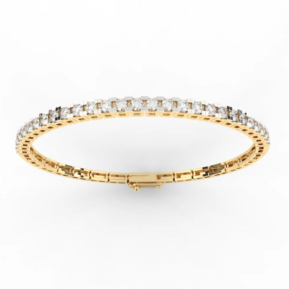 Round half set moissanite bangle | In 925 sterling silver and GRA certified moissanites